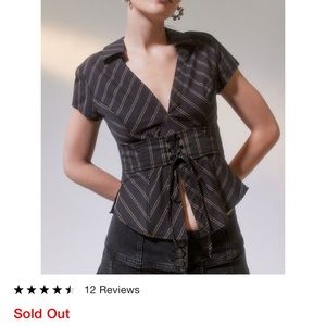 Urban outfitters Carmella collared lace up top